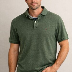 Tommy Hilfiger Men’s Green Polo Shirt Classic Fit Short Sleeve SP
